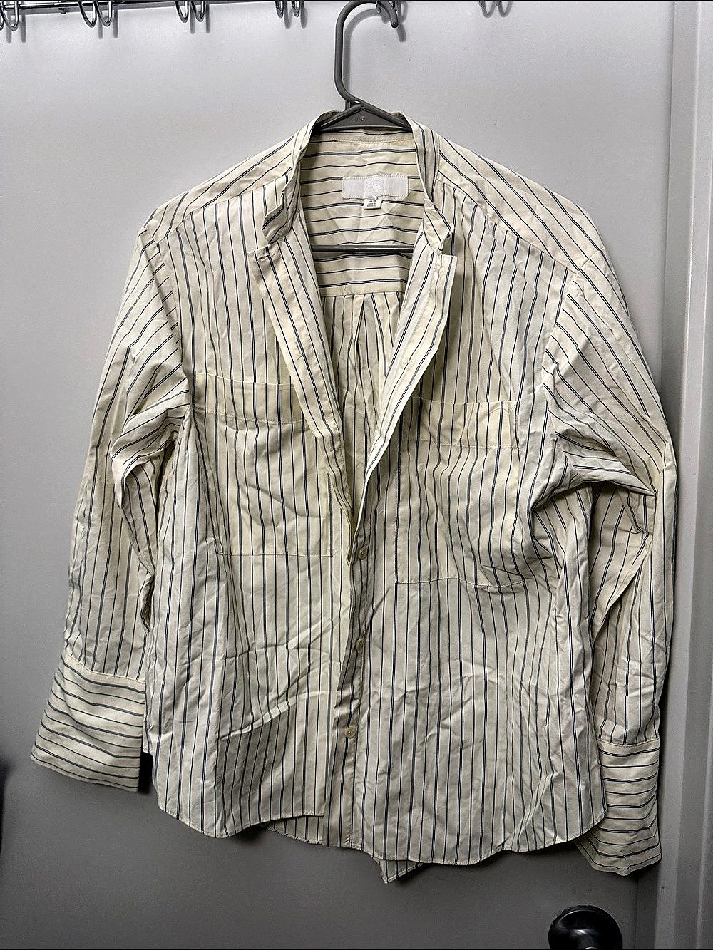 Zara Striped Blazer in Cream & Blue Size Medium